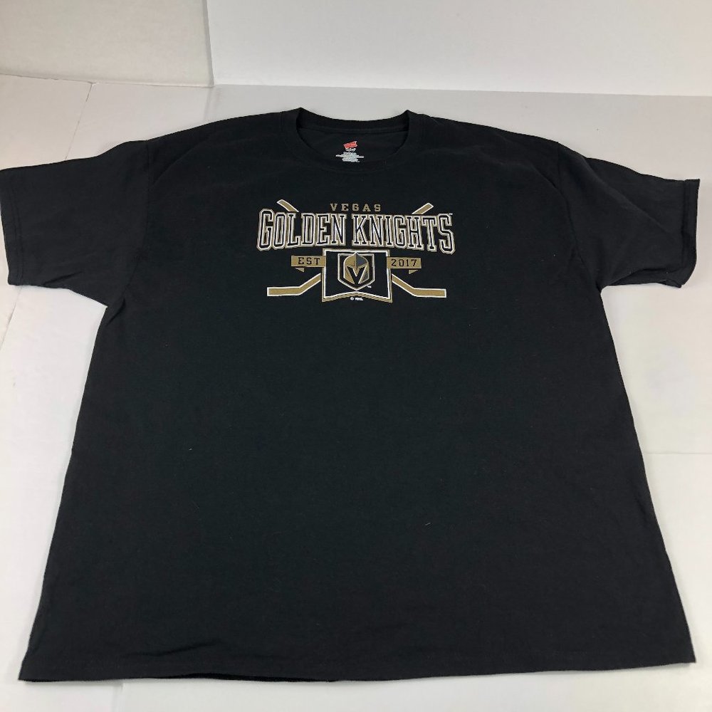 Vegas Golden Knights Shirt Mens Extra Large Black & Gold NHL Hockey Short Sleeve